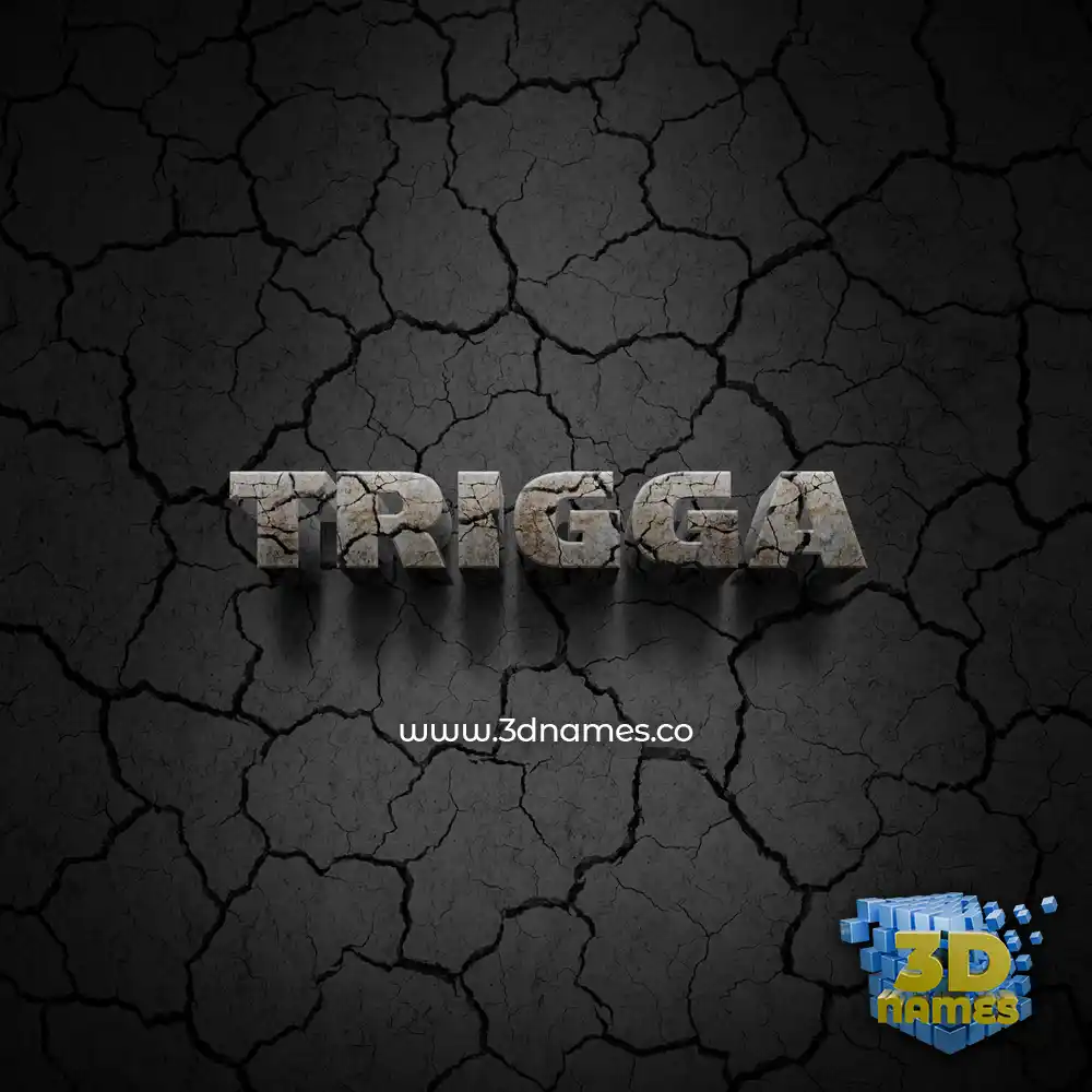 trigga in Cracked Stone style - 3D name wallpaper