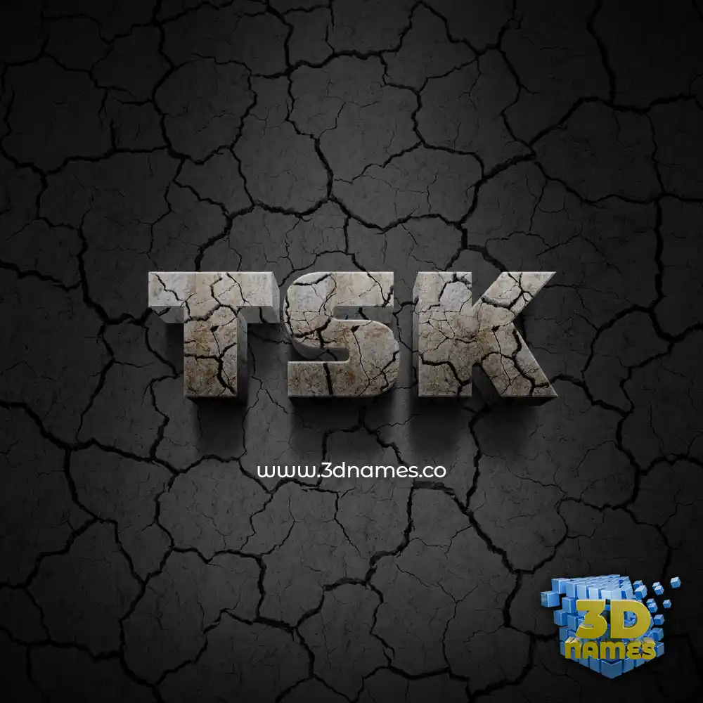 tsk in Cracked Stone style - 3D name wallpaper