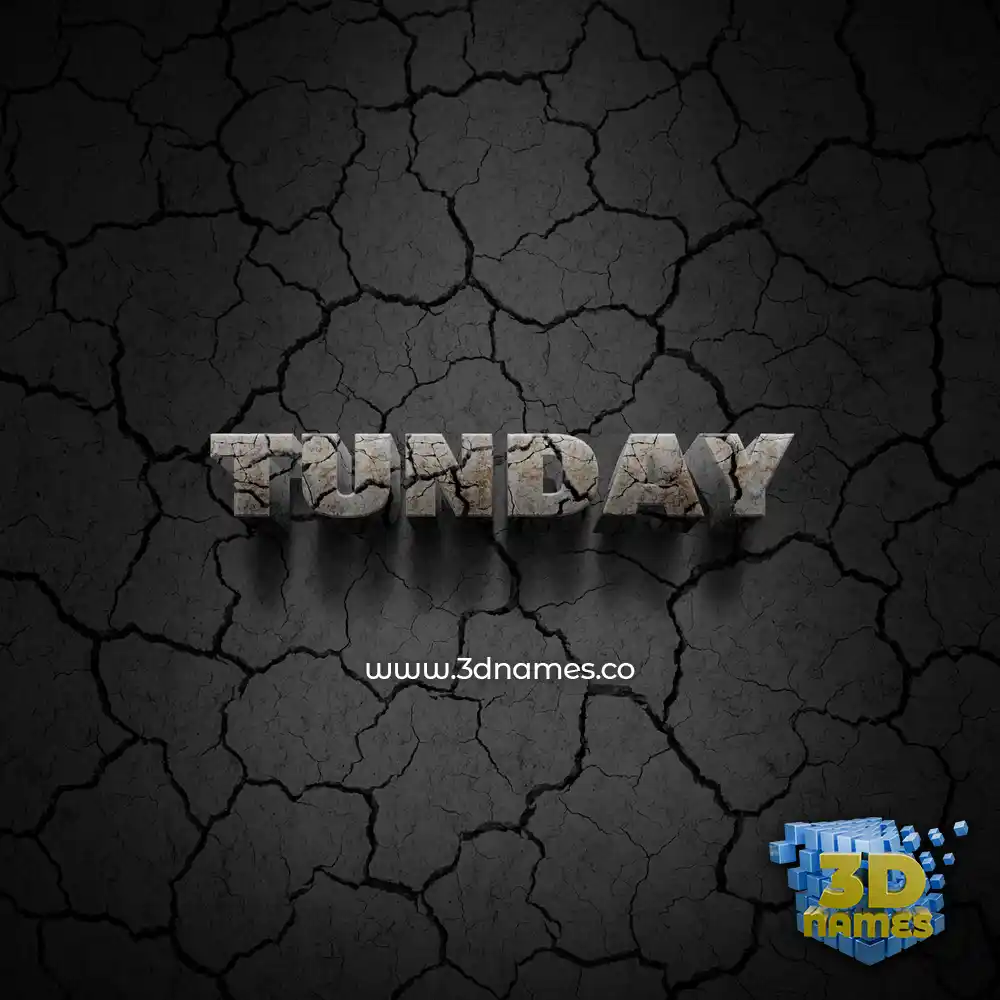 tunday in Cracked Stone style - 3D name wallpaper
