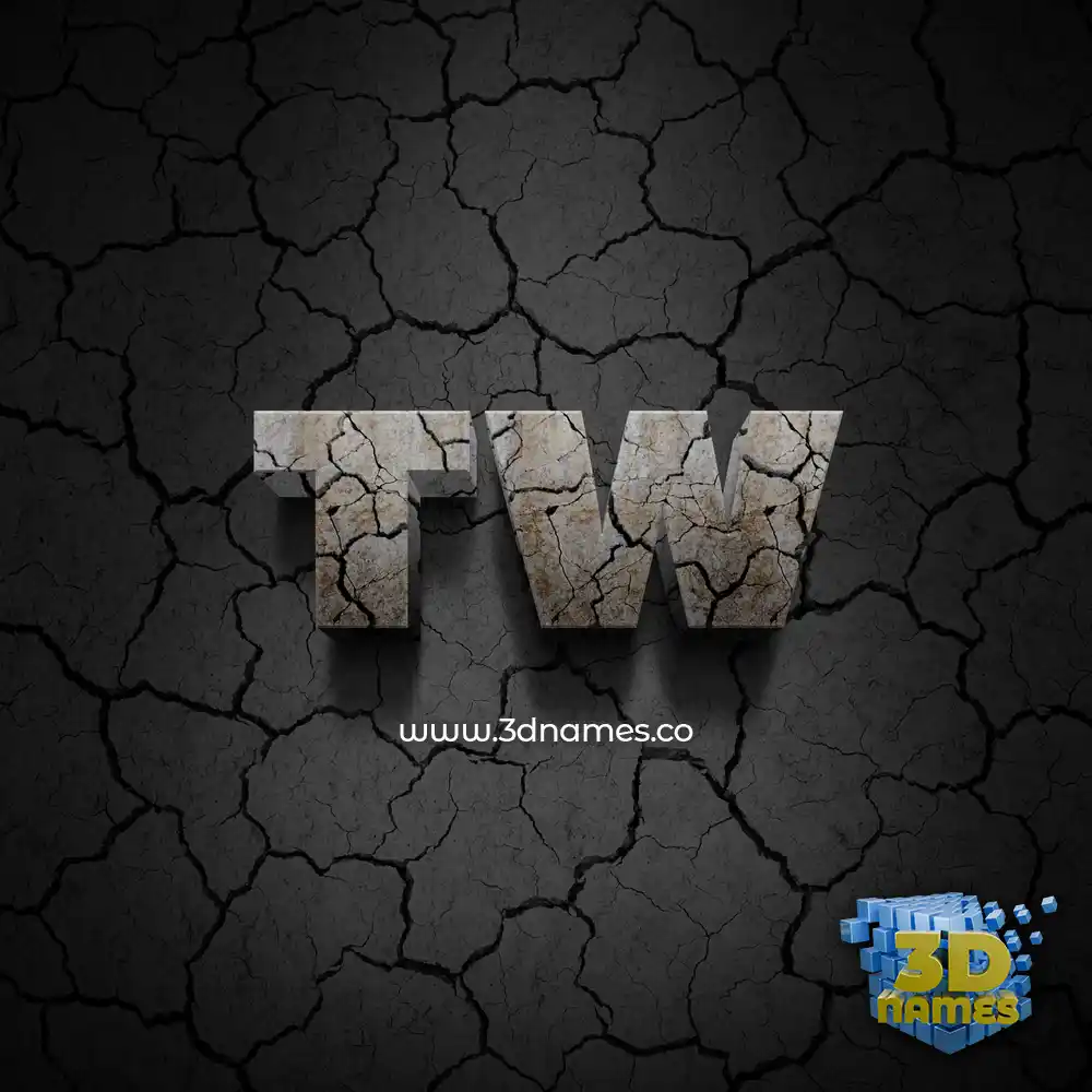 tw in Cracked Stone style - 3D name wallpaper