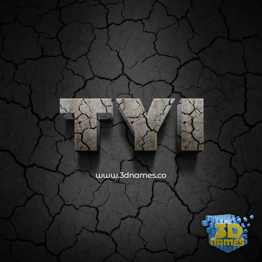 tyi in Cracked Stone style - 3D name wallpaper