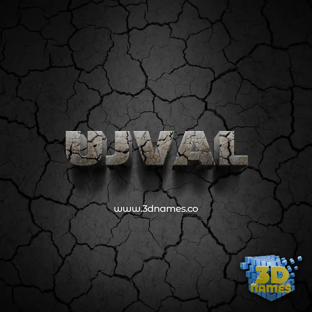 ujval in Cracked Stone style - 3D name wallpaper