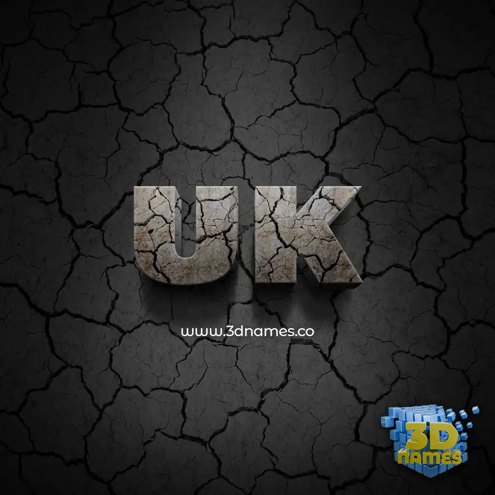 uk in Cracked Stone style - 3D name wallpaper