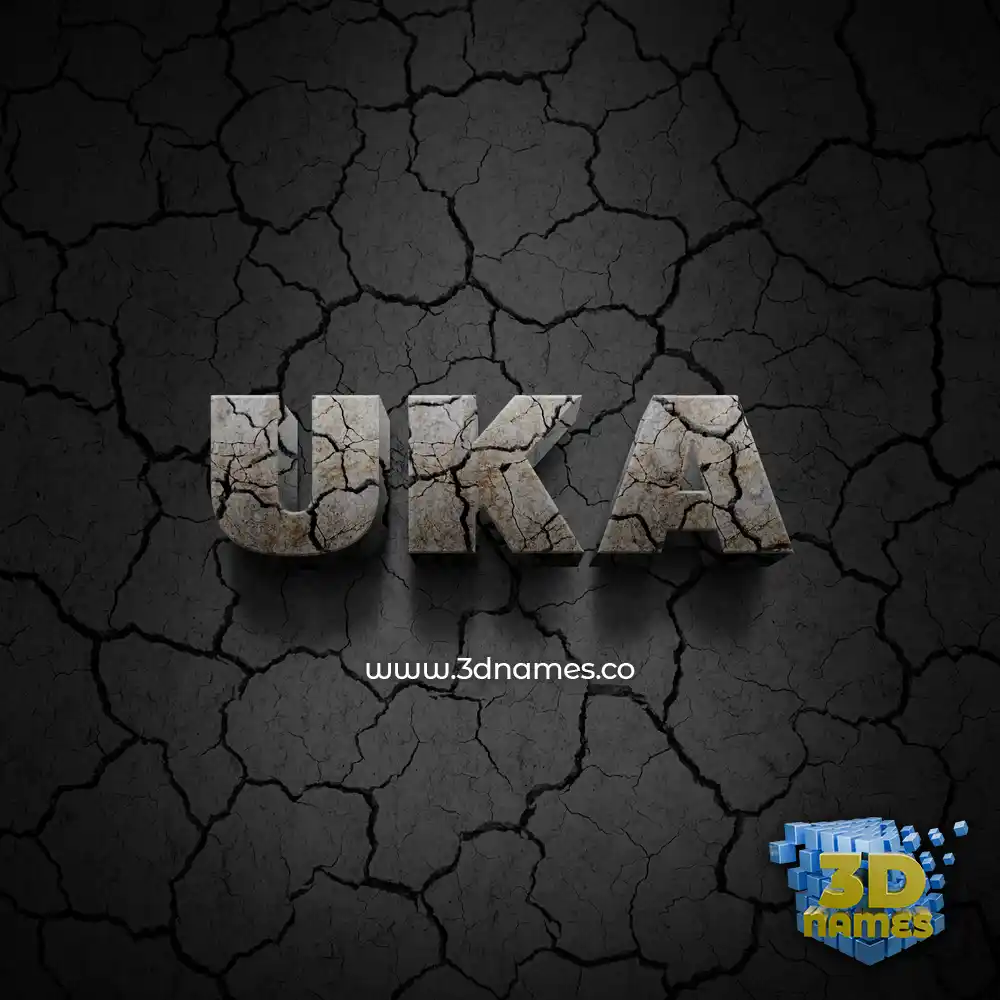uka in Cracked Stone style - 3D name wallpaper