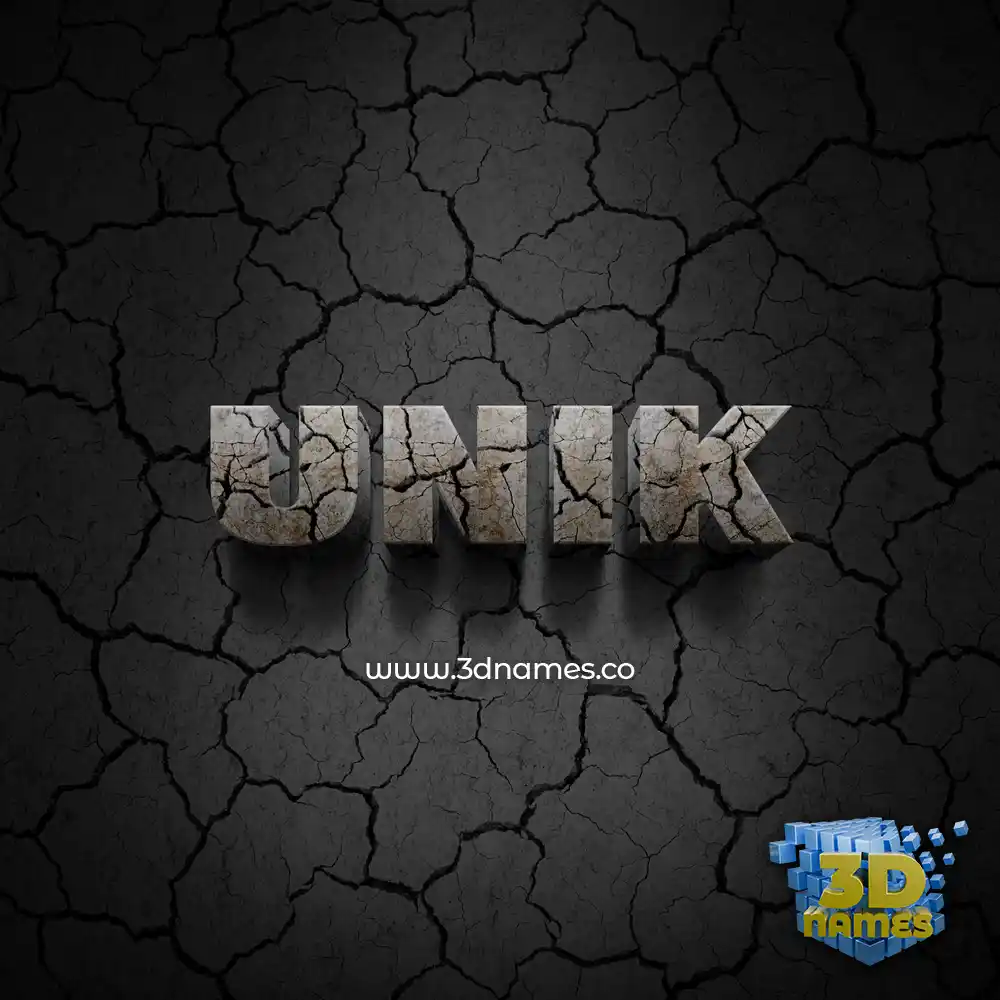 unik in Cracked Stone style - 3D name wallpaper