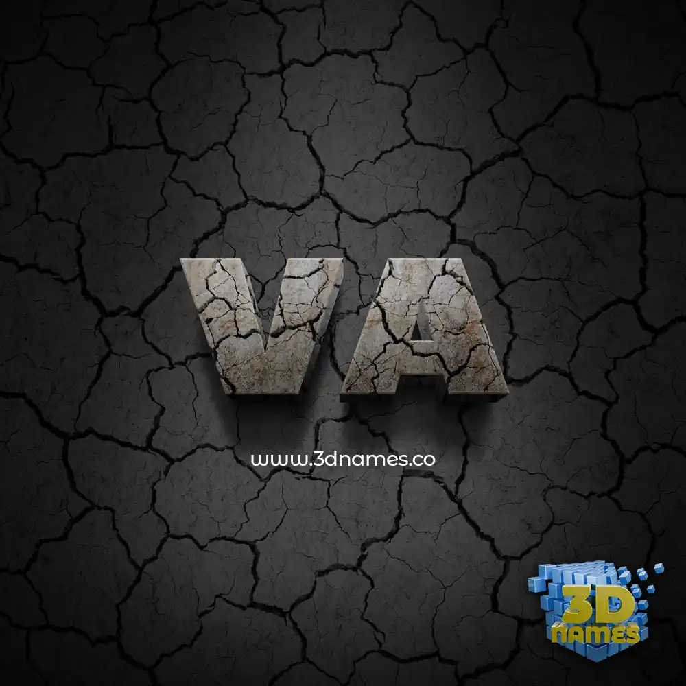 va in Cracked Stone style - 3D name wallpaper