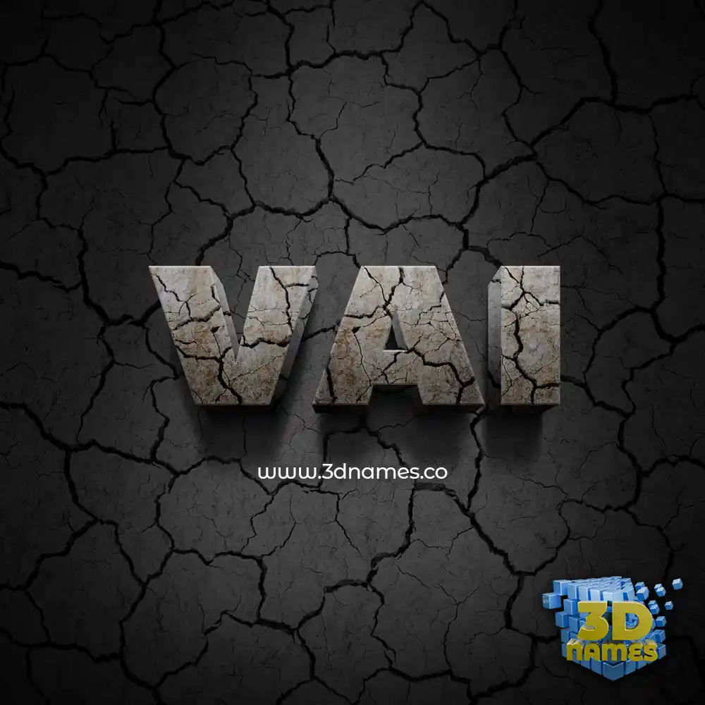 vai in Cracked Stone style - 3D name wallpaper
