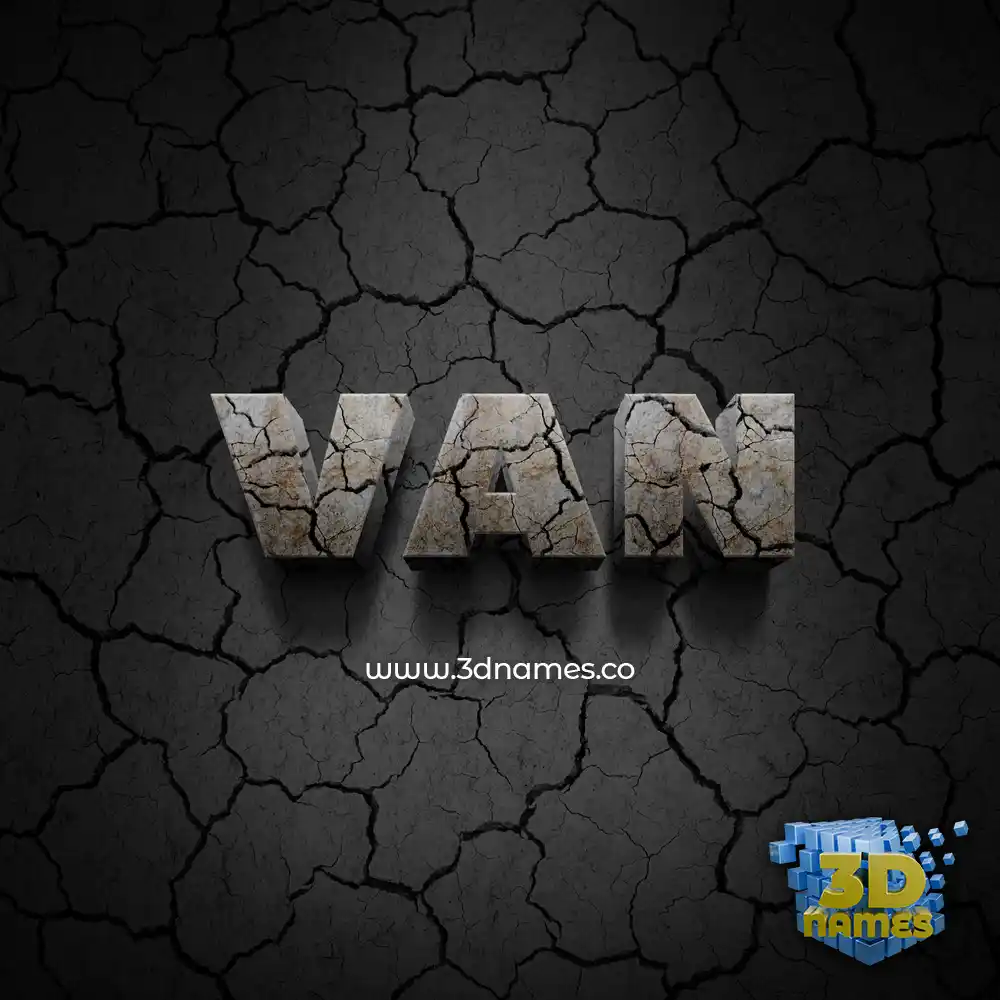 van in Cracked Stone style - 3D name wallpaper