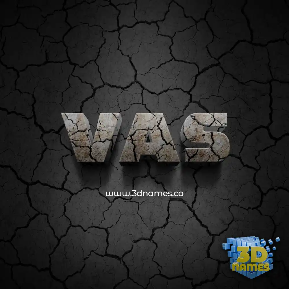 vas in Cracked Stone style - 3D name wallpaper