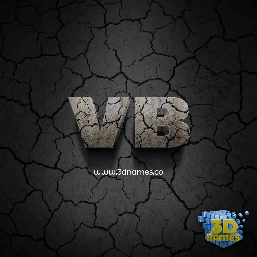 vb in Cracked Stone style - 3D name wallpaper