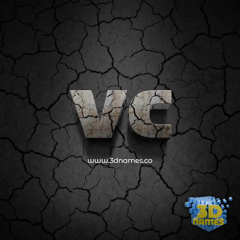vc in Cracked Stone style - 3D name wallpaper