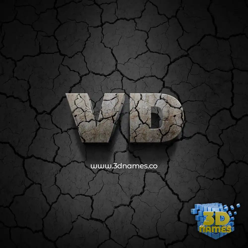 vd in Cracked Stone style - 3D name wallpaper