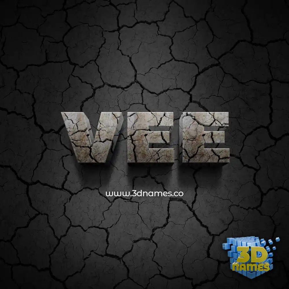 vee in Cracked Stone style - 3D name wallpaper