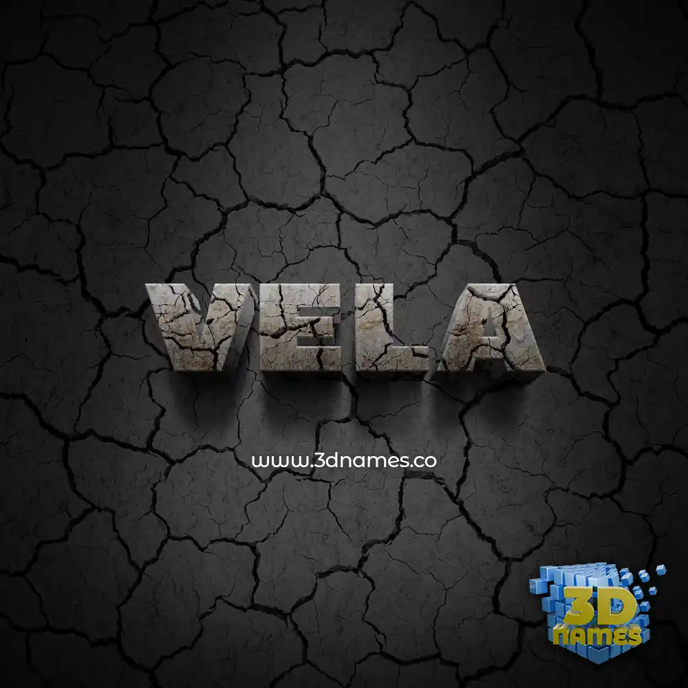 vela in Cracked Stone style - 3D name wallpaper