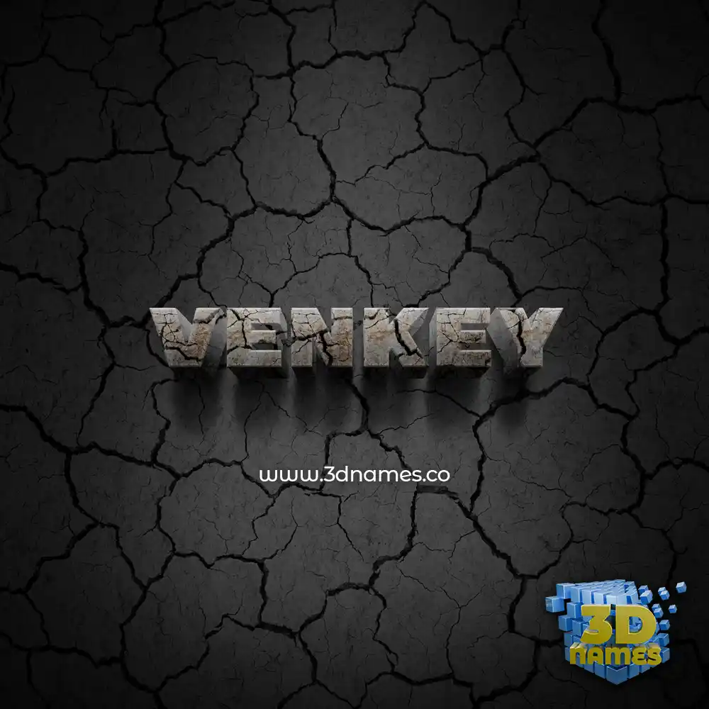 venkey in Cracked Stone style - 3D name wallpaper