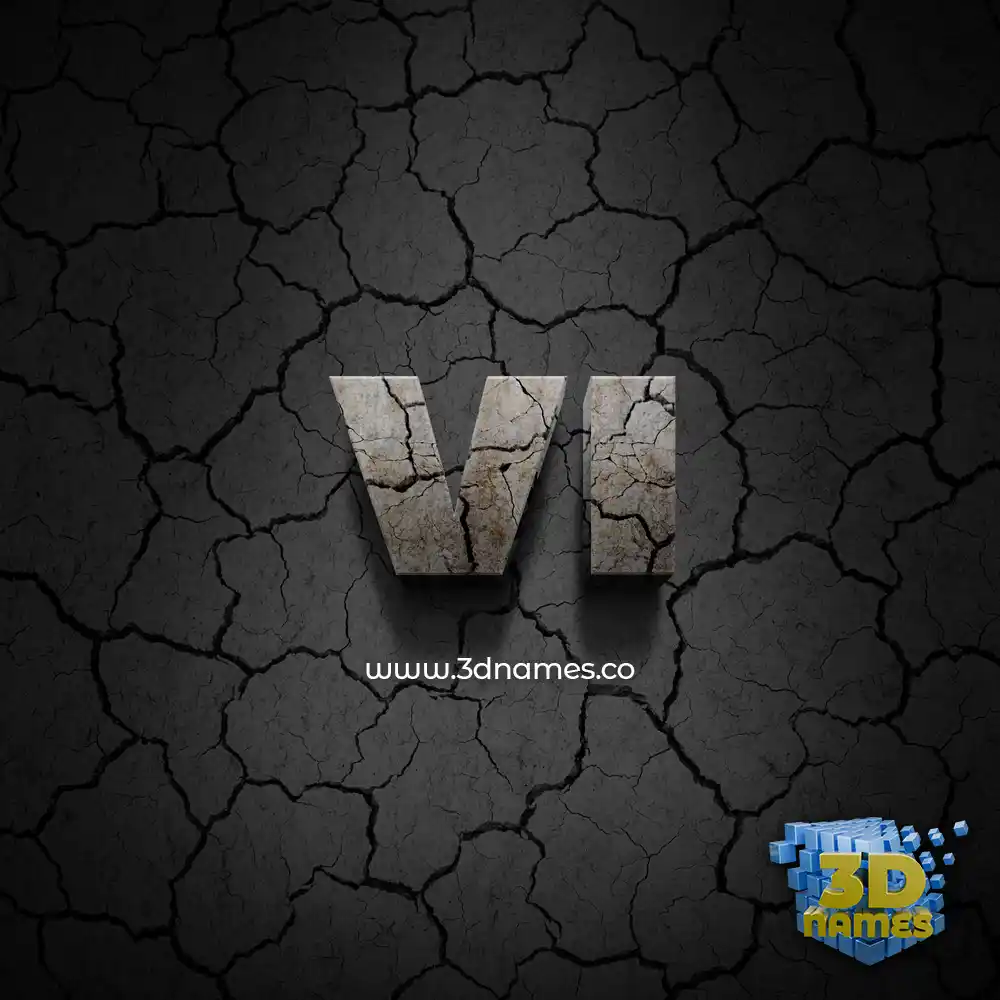 vi in Cracked Stone style - 3D name wallpaper