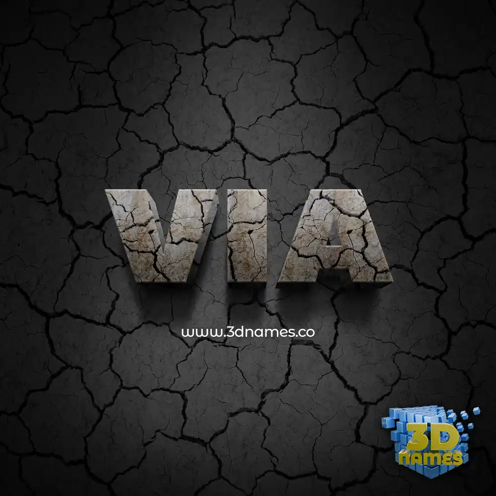 via in Cracked Stone style - 3D name wallpaper