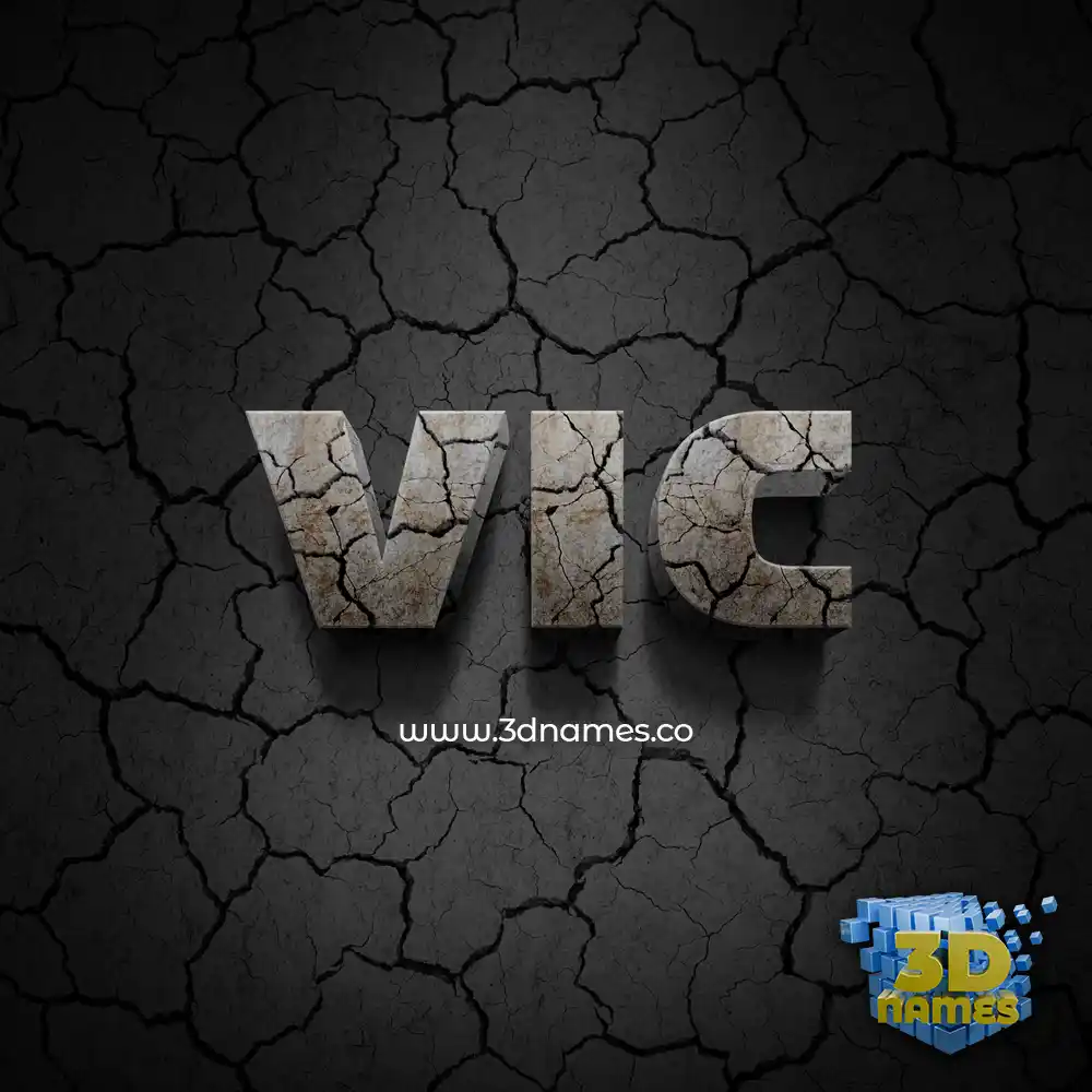 vic in Cracked Stone style - 3D name wallpaper