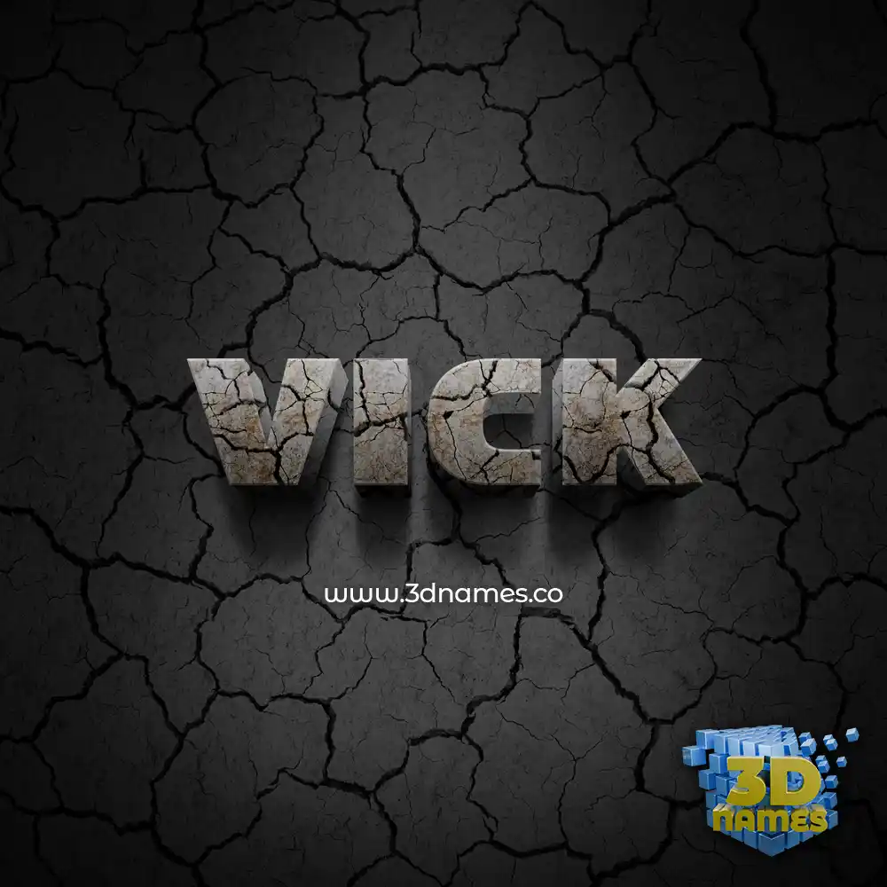 vick in Cracked Stone style - 3D name wallpaper
