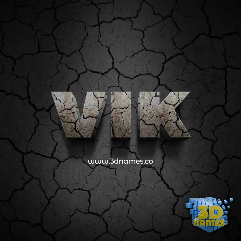 vik in Cracked Stone style - 3D name wallpaper