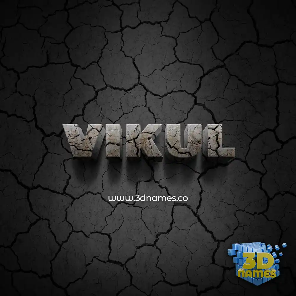 vikul in Cracked Stone style - 3D name wallpaper