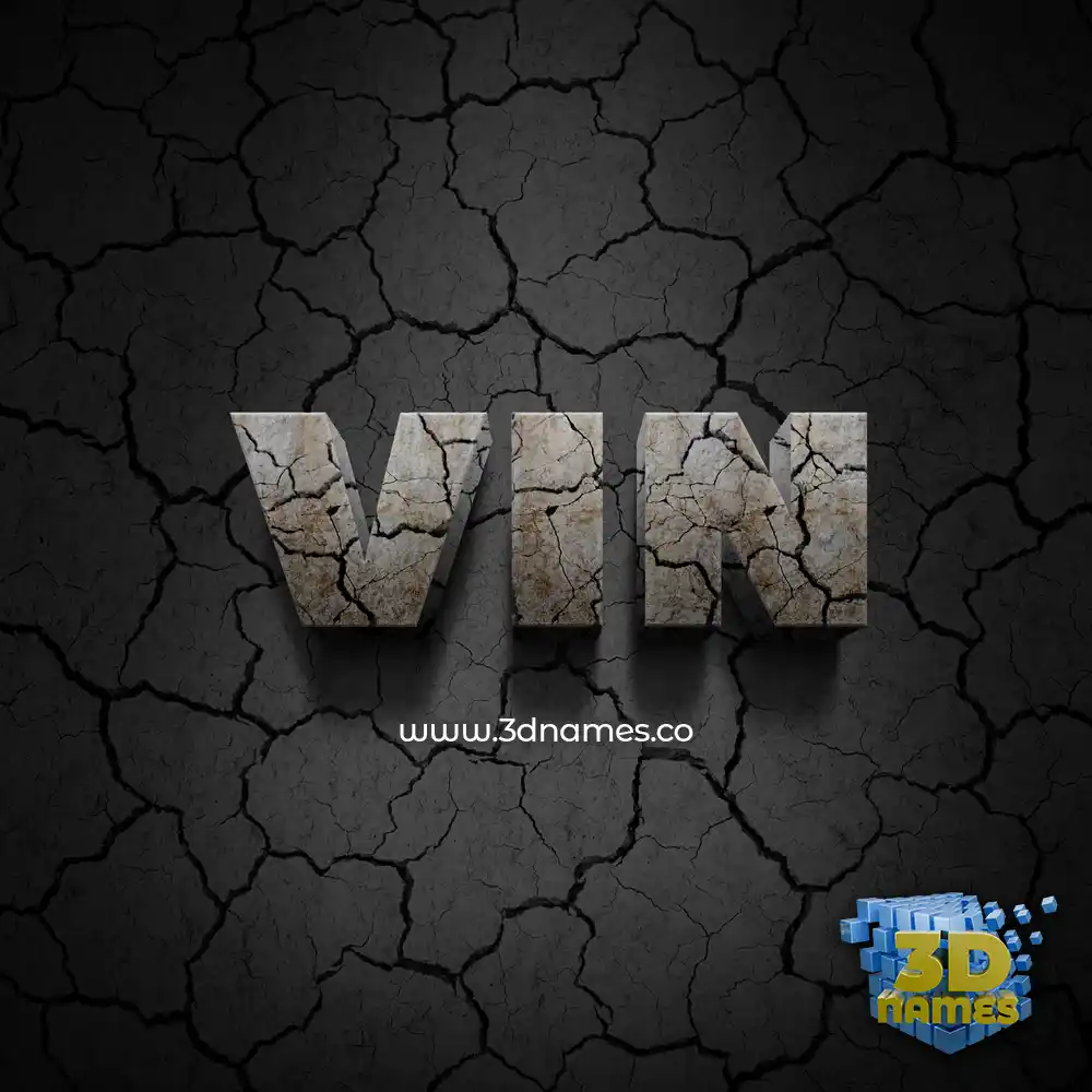 vin in Cracked Stone style - 3D name wallpaper