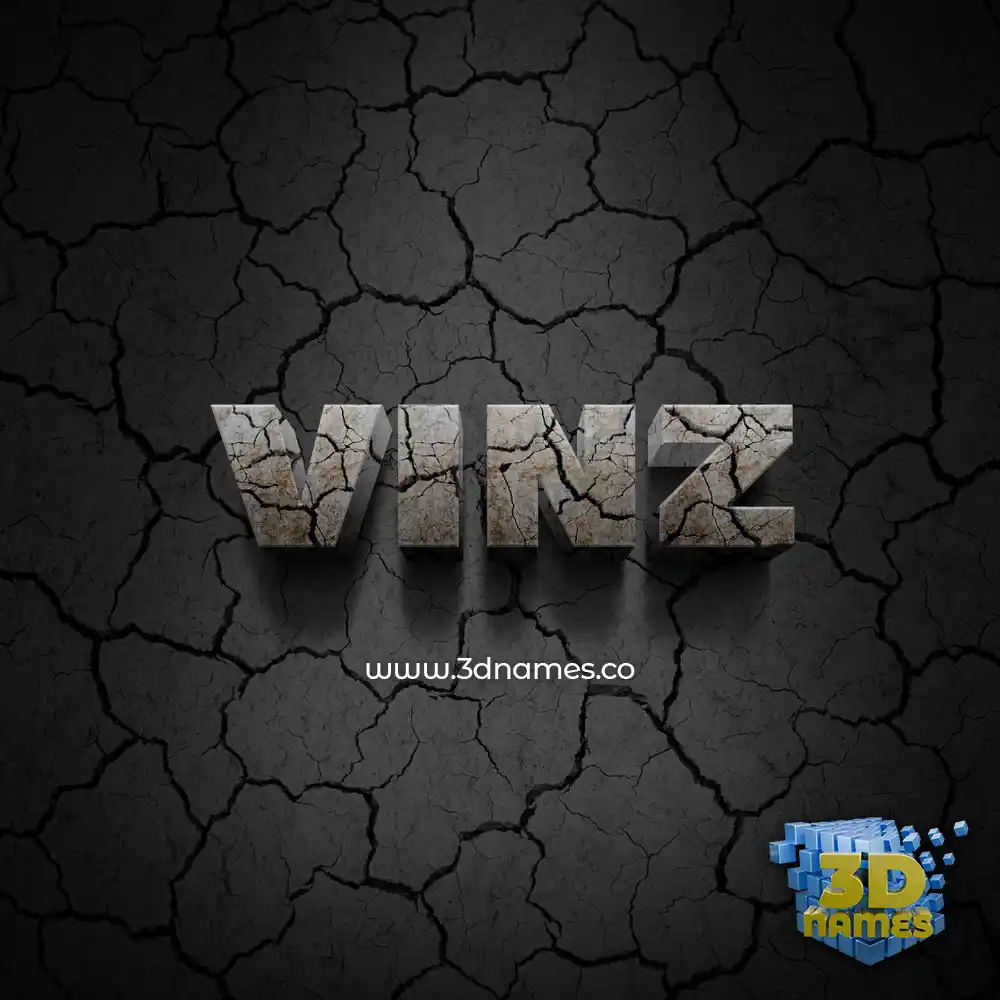 vinz in Cracked Stone style - 3D name wallpaper