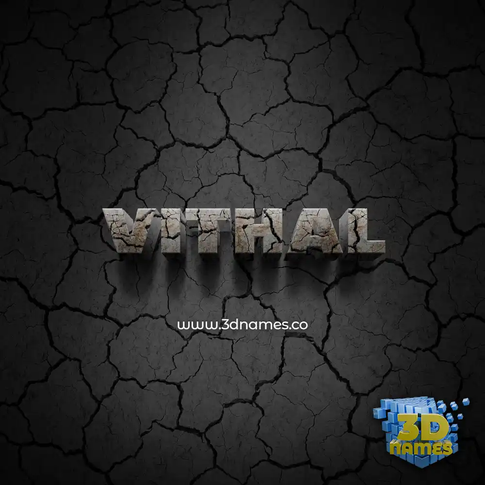 vithal in Cracked Stone style - 3D name wallpaper
