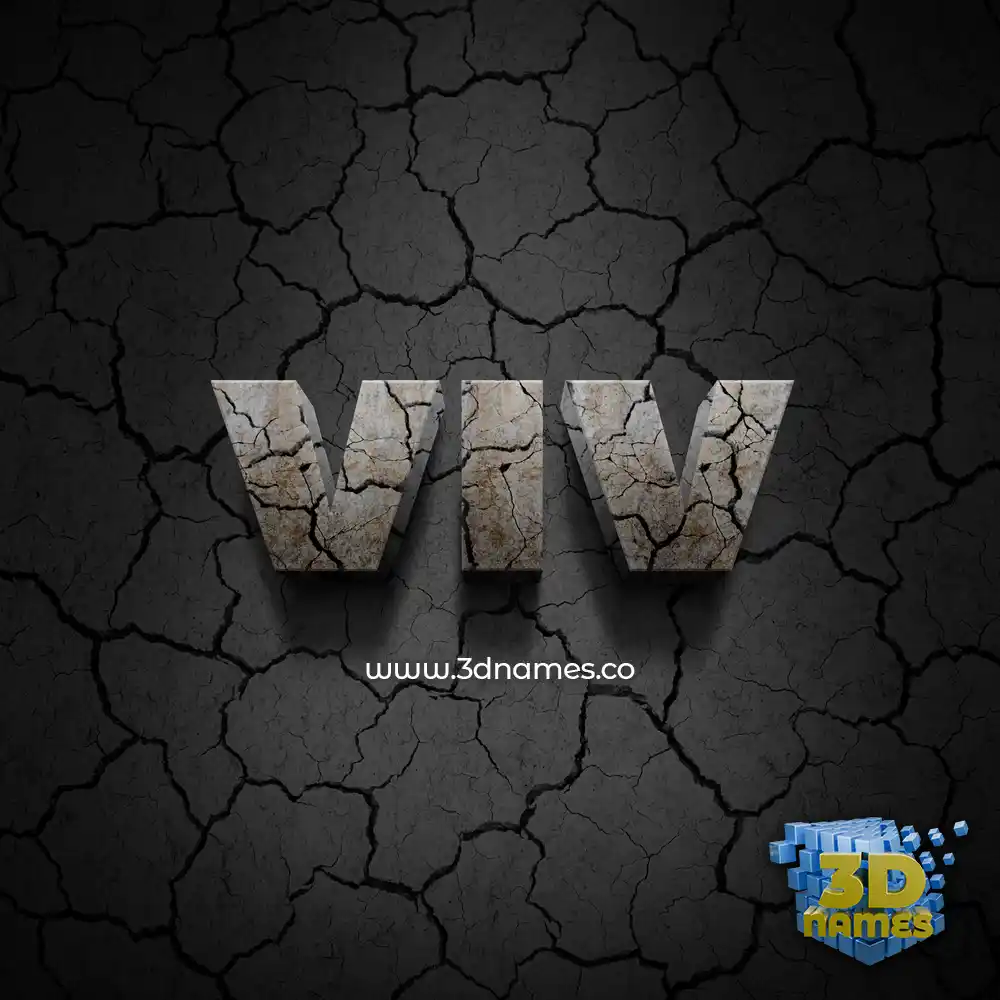 viv in Cracked Stone style - 3D name wallpaper