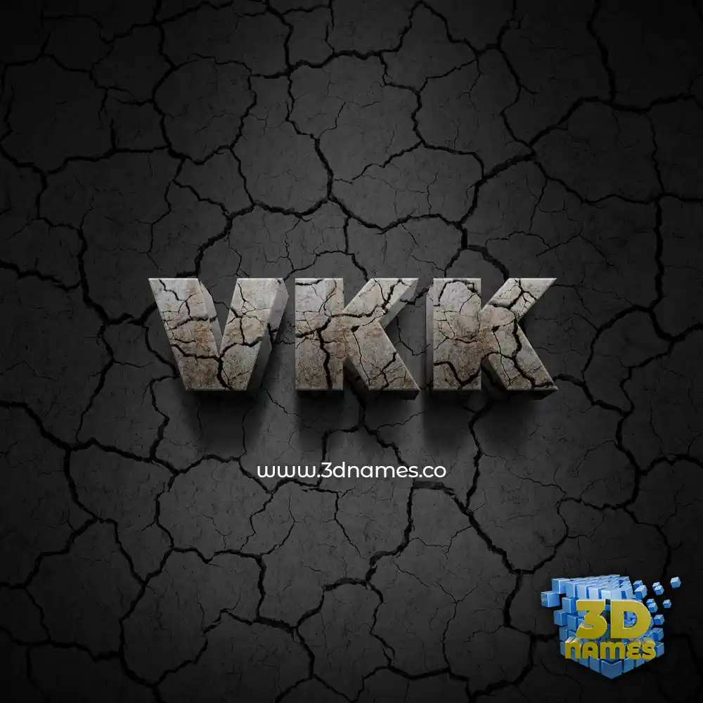 vkk in Cracked Stone style - 3D name wallpaper
