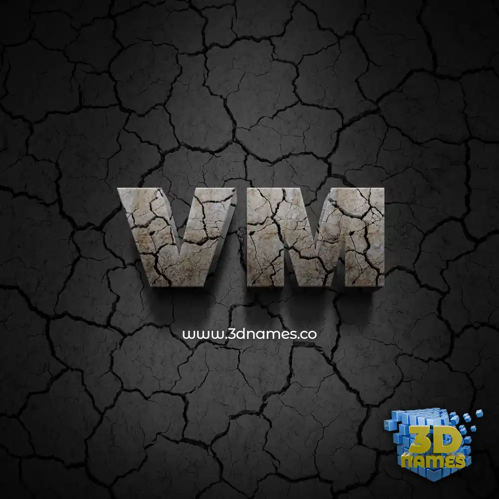 vm in Cracked Stone style - 3D name wallpaper