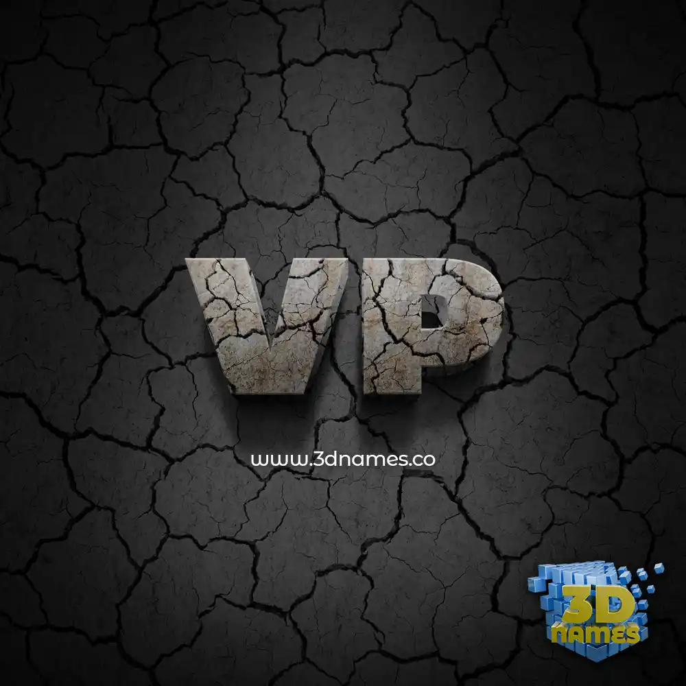 vp in Cracked Stone style - 3D name wallpaper
