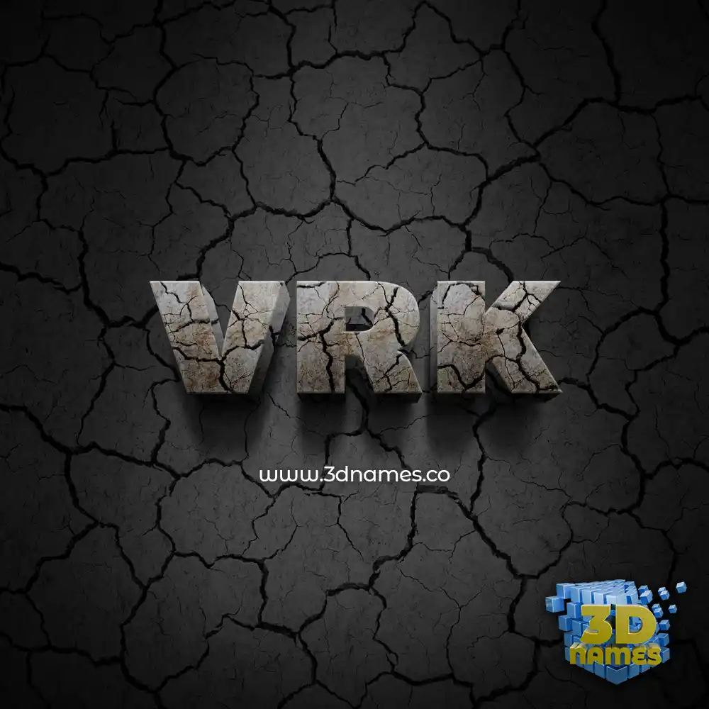 vrk in Cracked Stone style - 3D name wallpaper