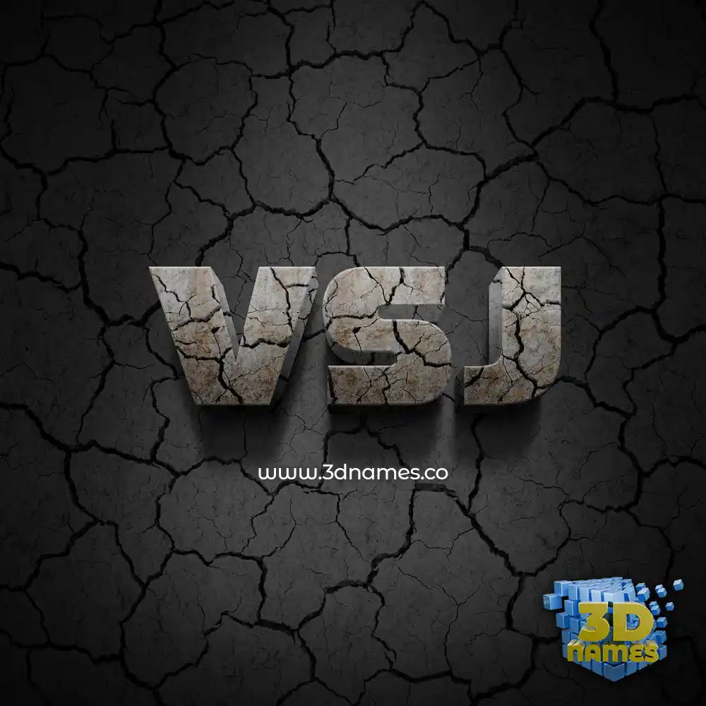 vsj in Cracked Stone style - 3D name wallpaper