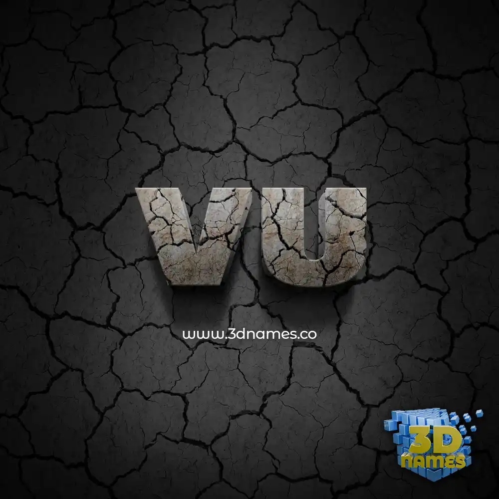 vu in Cracked Stone style - 3D name wallpaper