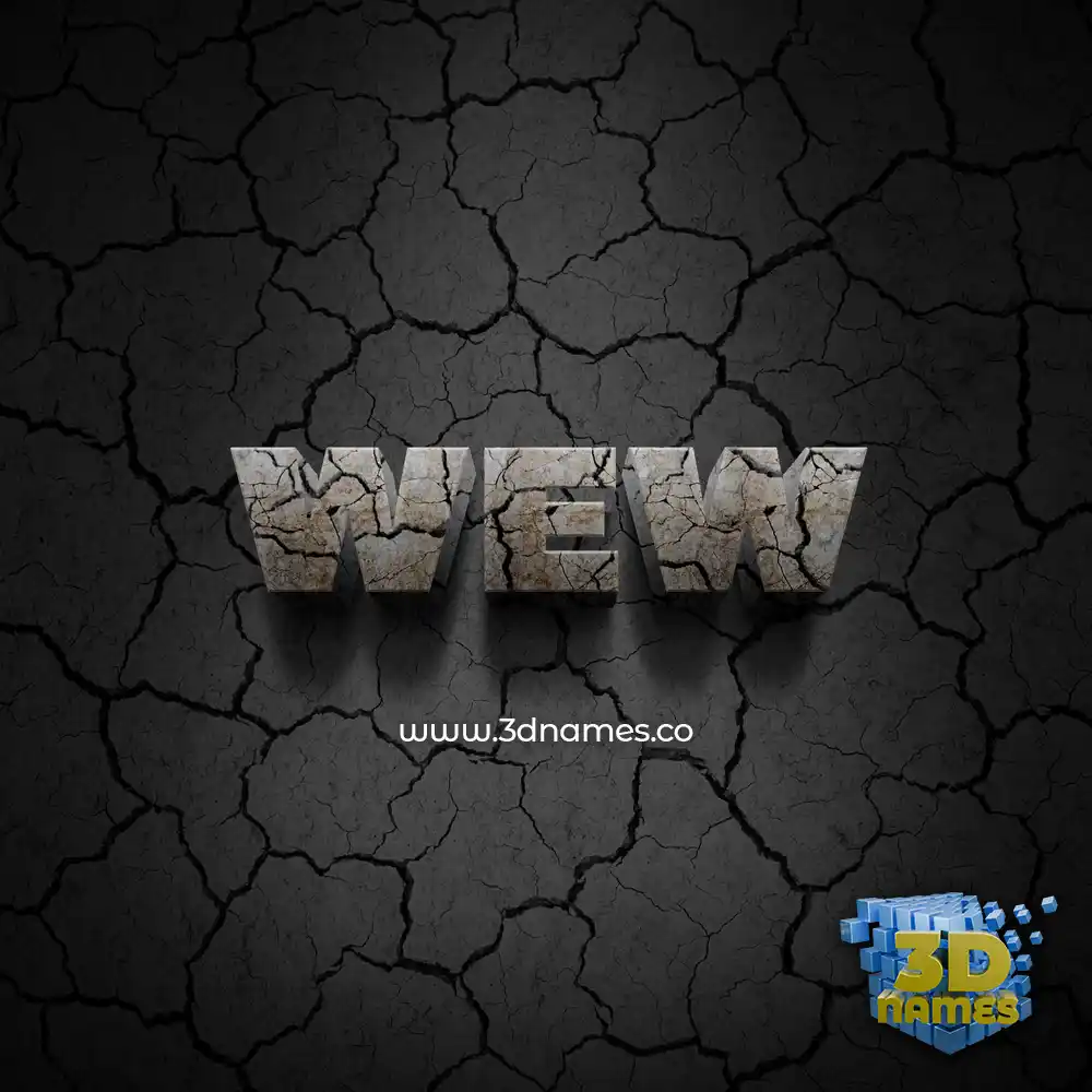 wew in Cracked Stone style - 3D name wallpaper