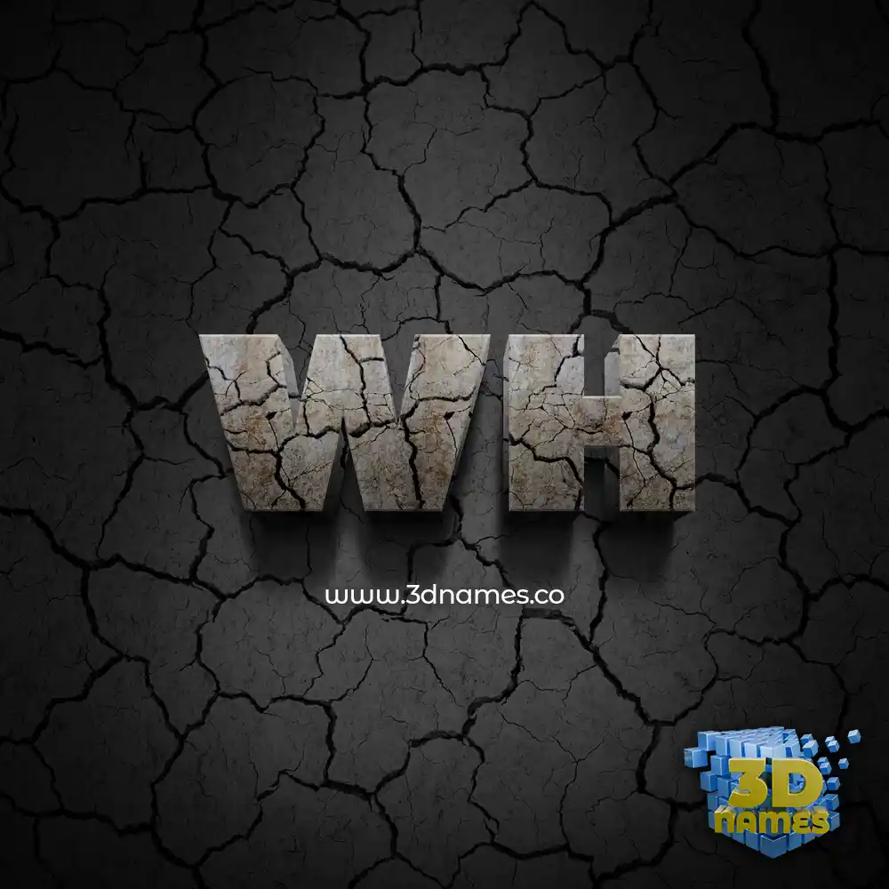 wh in Cracked Stone style - 3D name wallpaper