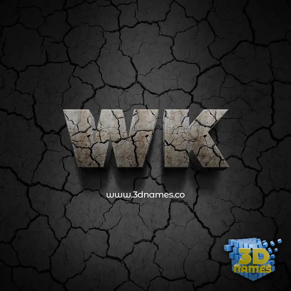 wk in Cracked Stone style - 3D name wallpaper