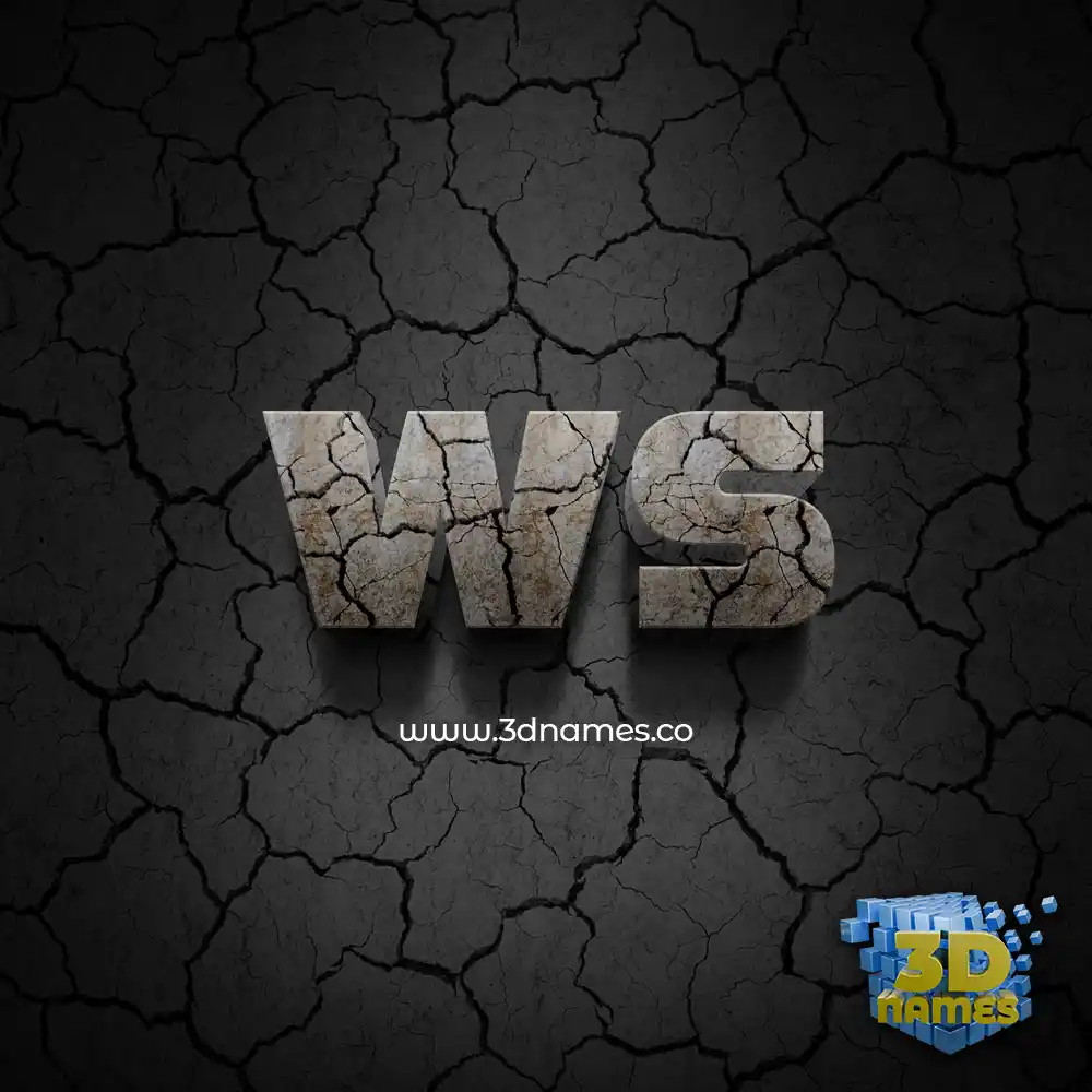 ws in Cracked Stone style - 3D name wallpaper
