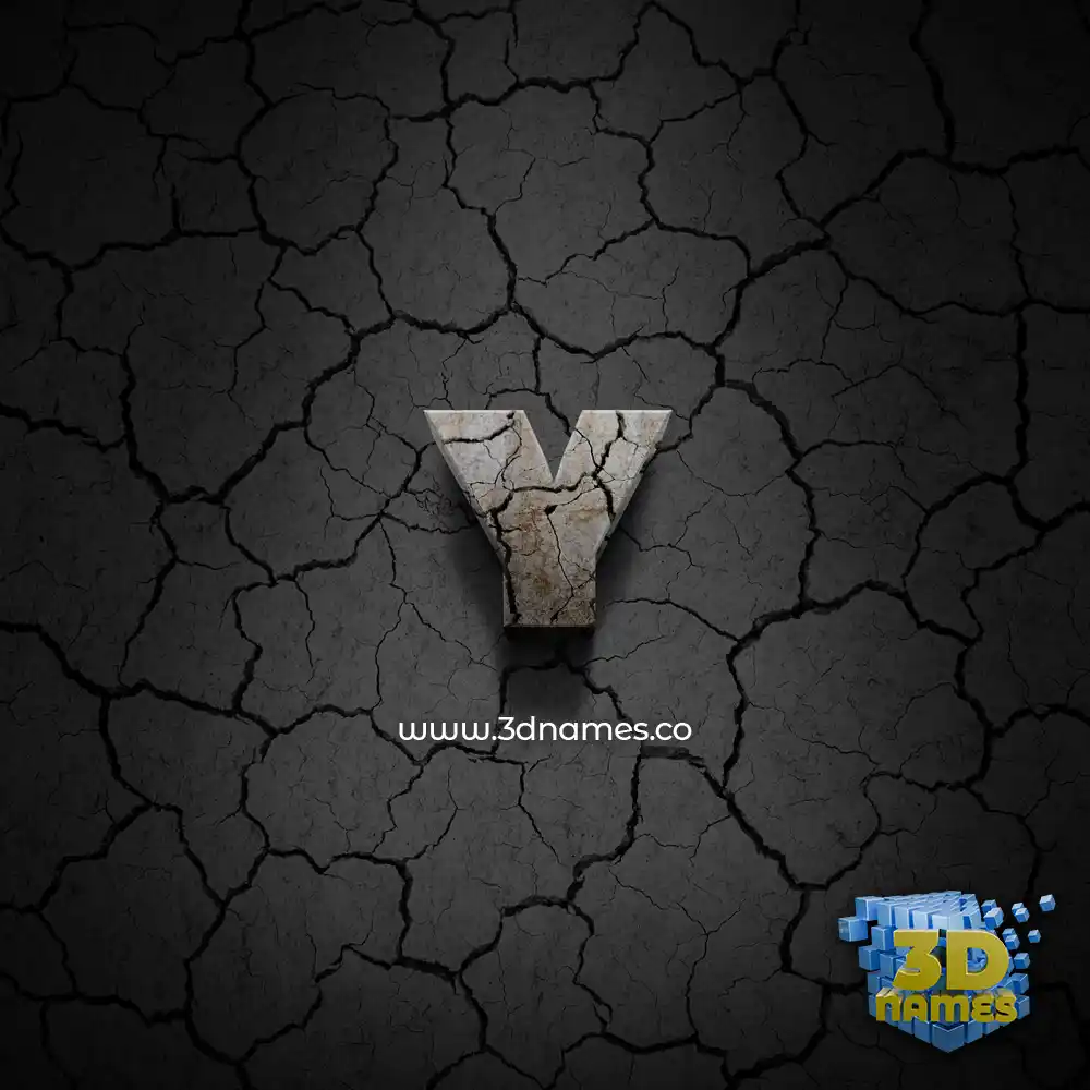 y in Cracked Stone style - 3D name wallpaper
