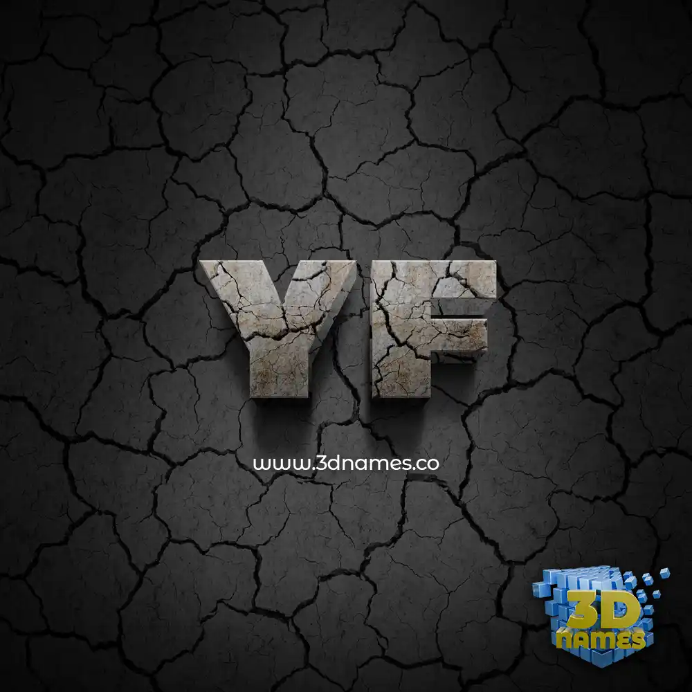 yf in Cracked Stone style - 3D name wallpaper