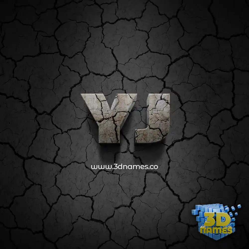 yj in Cracked Stone style - 3D name wallpaper