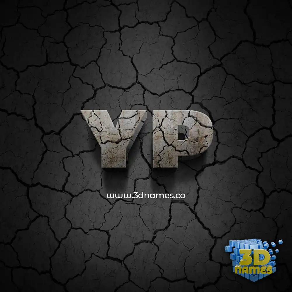 yp in Cracked Stone style - 3D name wallpaper