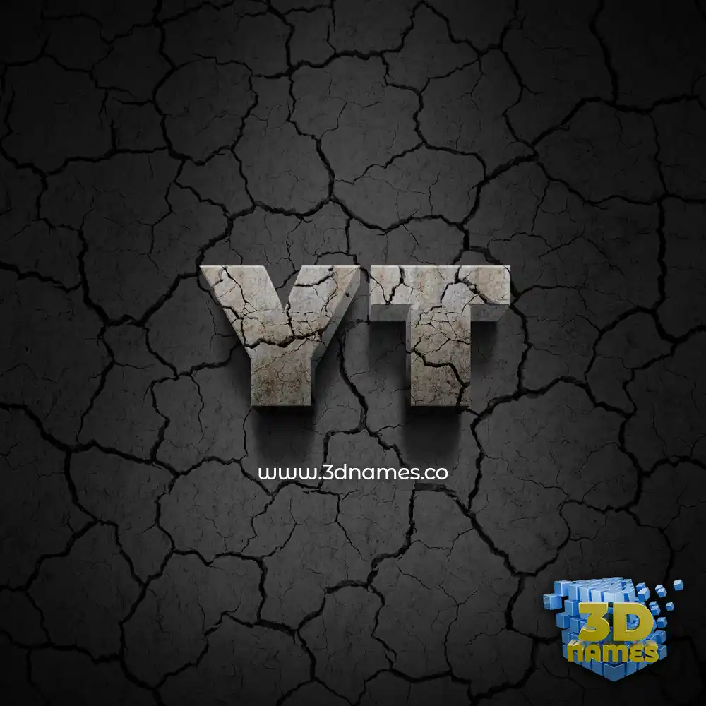 yt in Cracked Stone style - 3D name wallpaper