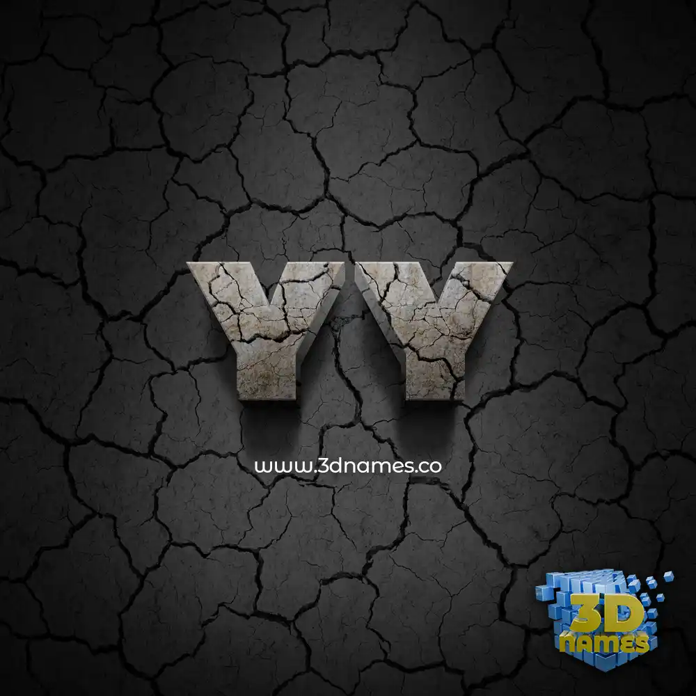 yy in Cracked Stone style - 3D name wallpaper