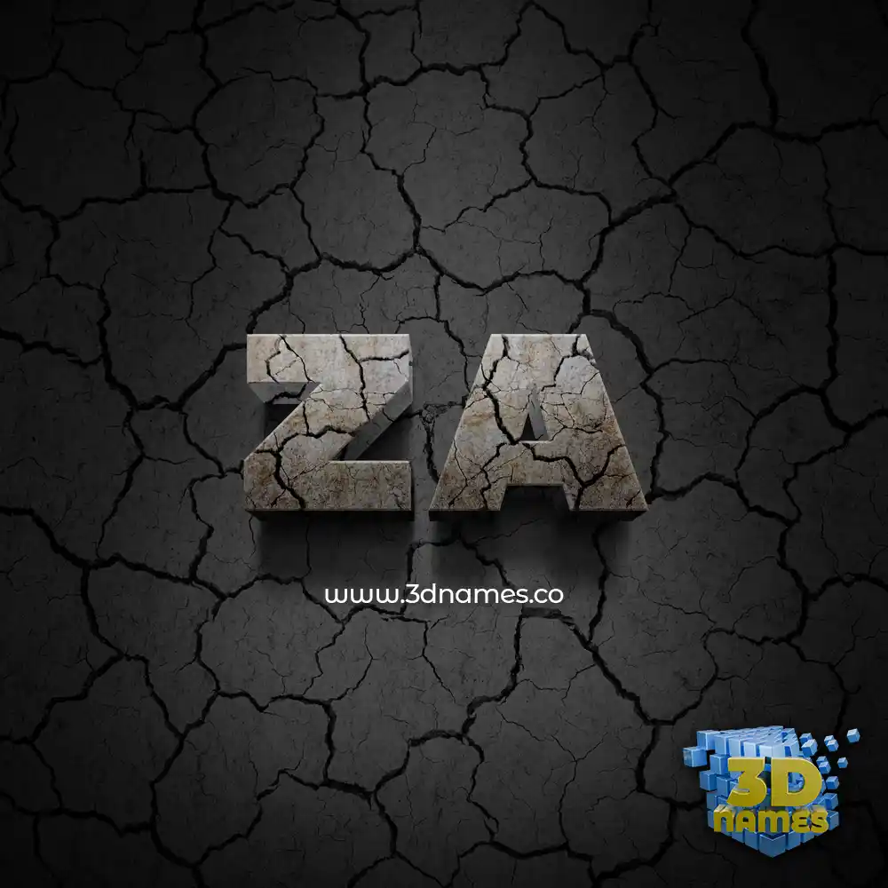 za in Cracked Stone style - 3D name wallpaper