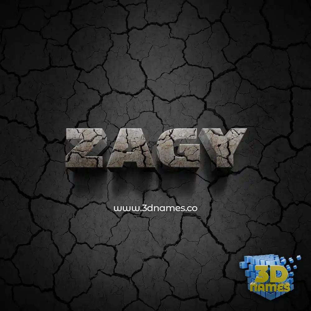 zagy in Cracked Stone style - 3D name wallpaper