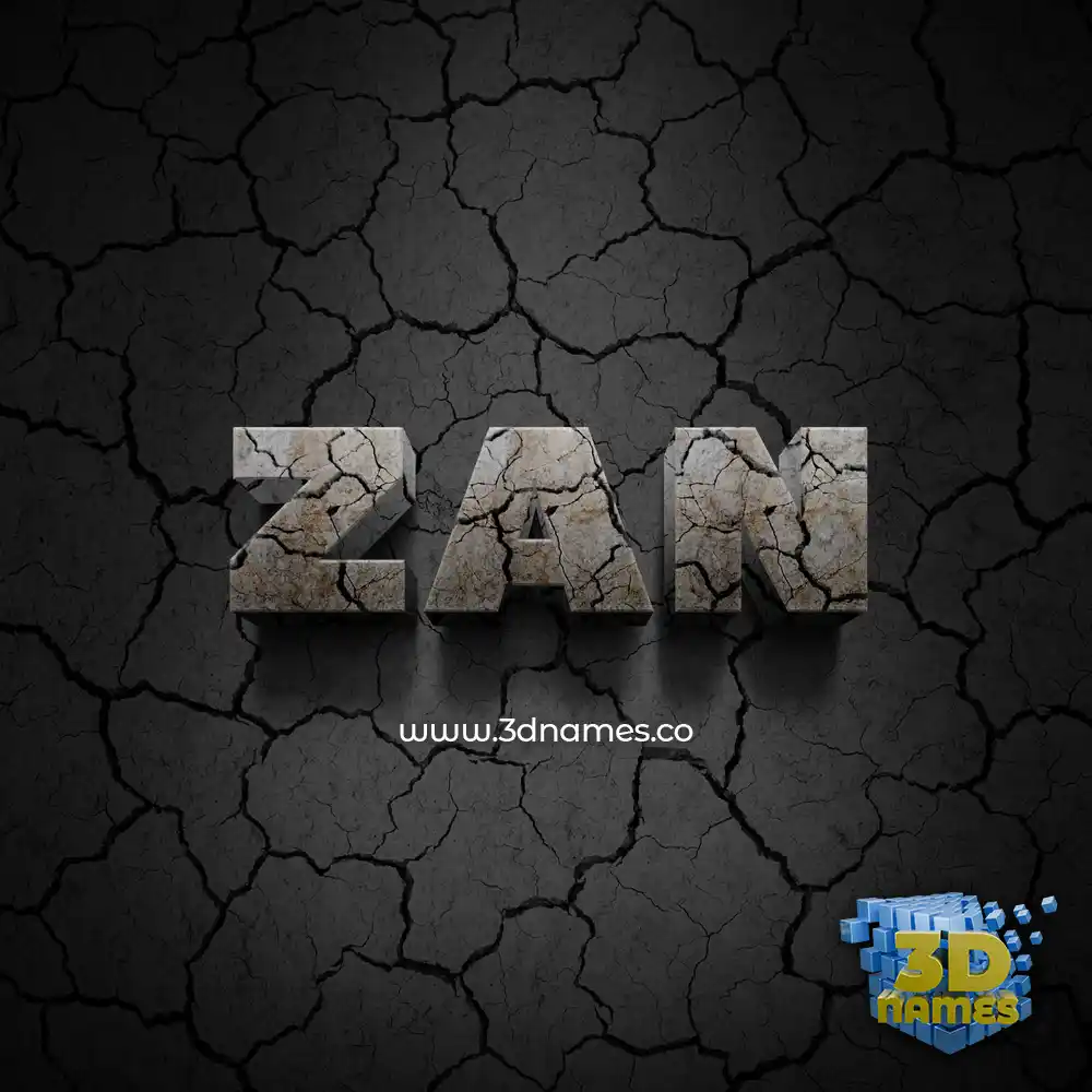 zan in Cracked Stone style - 3D name wallpaper