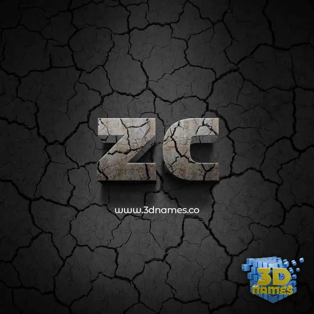 zc in Cracked Stone style - 3D name wallpaper