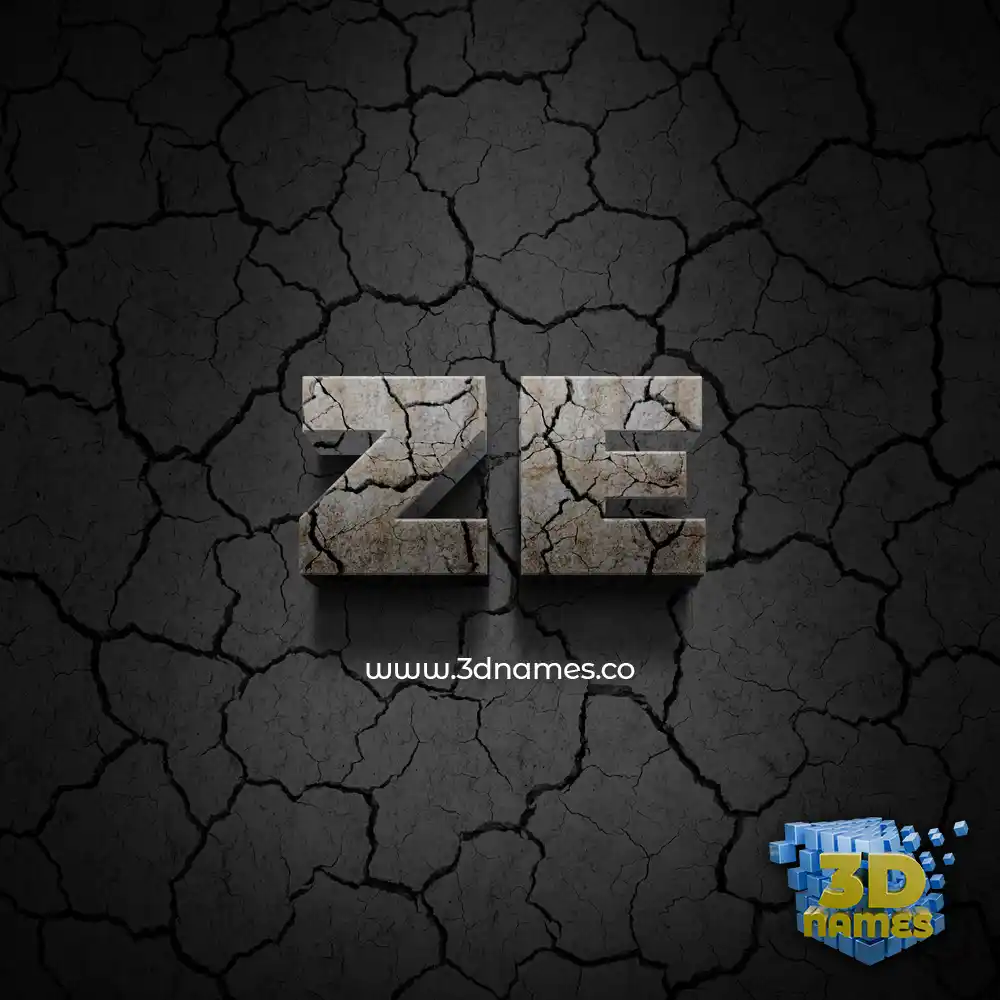 ze in Cracked Stone style - 3D name wallpaper